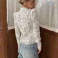 Tossy Summer Lace Printed Shirts Tops Female Hollow Out - View 3 | SAMAG