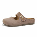 Free Shipping Women's Suede Mary Jane Mules,Casual Backless Flat Clogs,Comfortable Slip-on Slippers,Retro Minimalist Daily Shoes