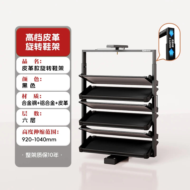 Built-in Height Adjustable Shoe Cabinet Closet Space Saving 360° Rotating Shoe Rack, Multi-layer Shoe Holder Storage Organizer