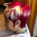 Short Human Hair Pixie Cut Wig For Black Women Short Wigs With Bangs Burgundy Human Hair Wig Full Machine Made Pixie Haircut Wig
