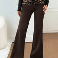 2026 Summer Women's Cross-border Sexy Leopard Print Patchwork High Waist Elastic Slim Fit Butt Lifting Slimming Flare Pants