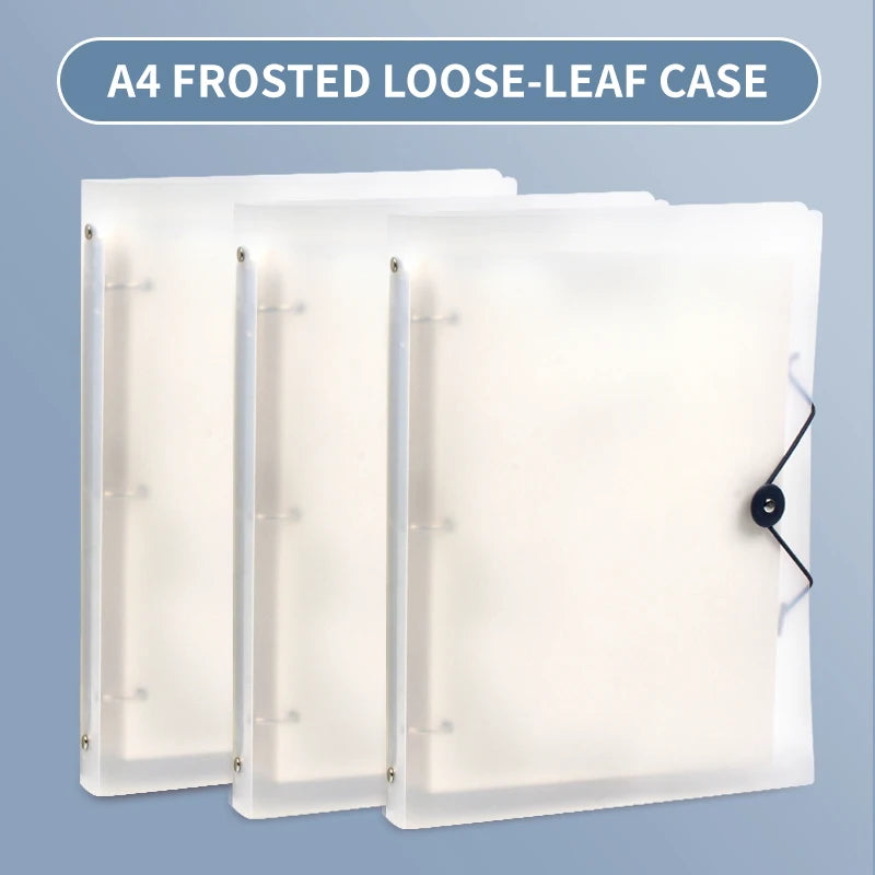 Transparent A4 Folder 3 Ring Binder with Buckle Closure Matte PP File Folder Document Organizer for School Office Stationery