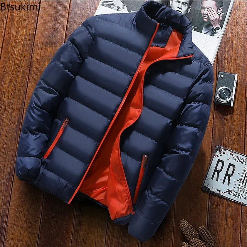 New Men's Thick Warm Parka Jackets Autumn Winter Casual Men's Outwear Coats Solid Male Windbreak Cotton Padded Down Jacket M-5XL