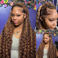 30 32 Inch 13x4 13x6 HD Highlight Ombre Curly Lace Frontal Human Hair Wigs Honey Blonde Colored Deep Wave Frontal Wigs For Women