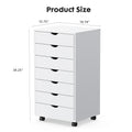JHK 7 Drawer Chest Dressers Nightstand Storage Cabinet Wooden File Office Mobile Cabinet Wheels Living Room Organizer Rolling