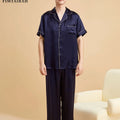 Fimtairah Real 19MMSilk 100% Mulberry Silk Pajamas Men's  Hangzhou Solid Color heavy Silk Home Wear Men's Short sleeve trousers