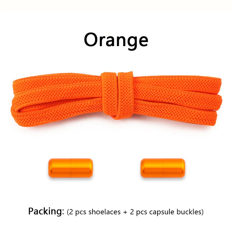 Flat Shoe Laces Without Ties Colored Matte Metal Lock Lazy Shoelaces for Men and Women Casual Shoes Elastic Shoelace 1 Pair