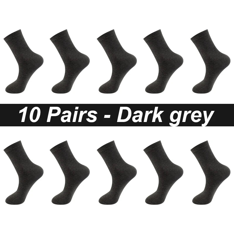 10Pairs/Lot Men Combed Cotton Socks Black Casual Business | SAMAG