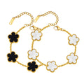 18K Gold Plated Floral Bracelets, Stainless Steel Charm Bracelet Non-Tarnish, Adjustable Lucky Chain Set Trendy Gift