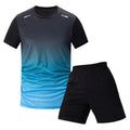 2-Piece Men's Suit Youth Four-Season Gradient T-Shirt Short-Sleeved Sports Quick-Drying Comfortable Home Wear Fashionable