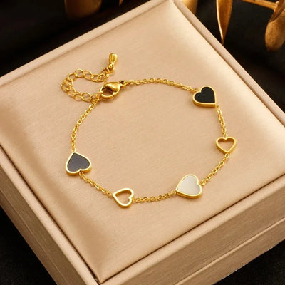 Stainless Steel Heart Love Charm Bracelet For Women Girl New Trend Bangles Non - fading Jewelry Birthday Gift Party | SAMAG