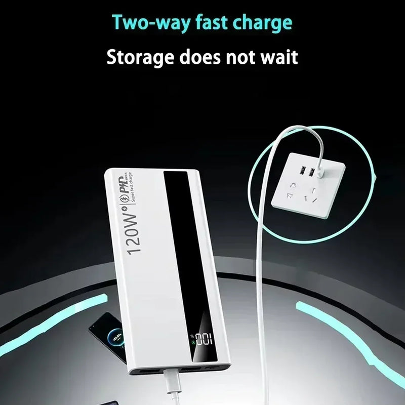 Lenovo 500000mAh 3C High Capacity PowerBank 120W Super Fast Charging Digital Display Portable External Battery For Xiaomi iPhone