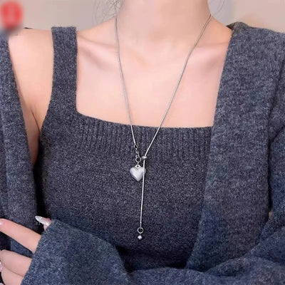 Stainless Steel Long Necklace with Heart Pendant | SAMAG