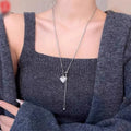 Stainless Steel Long Necklace with Heart Pendant Adjustable Chain Sweater Chain for Women Fashion Jewelry Accessories 2025