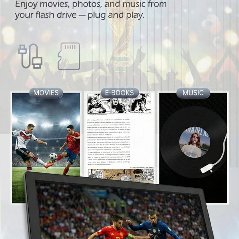 15.4 Inch Portable Smart TV Android LED LCD Digital Television for Football Match Live Viewing Outdoor Camping Caravan Car