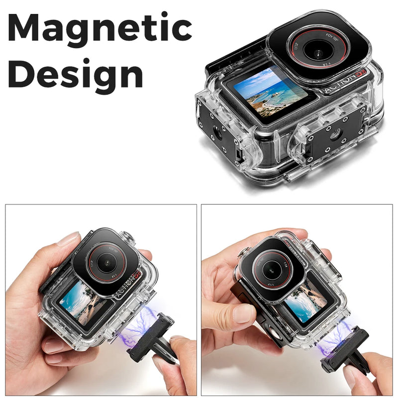 Magnetic Waterproof Case for DJI OSMO Action 5 Pro 4 3 60m Underwater Dive Housing Protective Diving Cover Mount Accessories