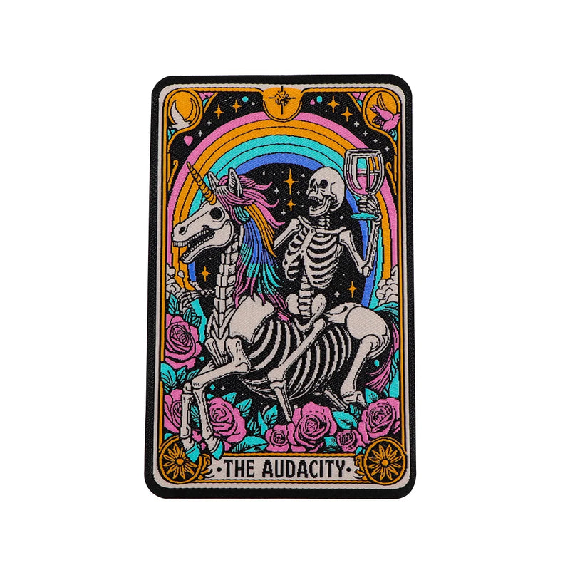 Skeleton Tarot Iron On Patch Clothes Patch For Clothing ADHD Embroidered Patch Garment Apparel Accessories Sewing Stickers