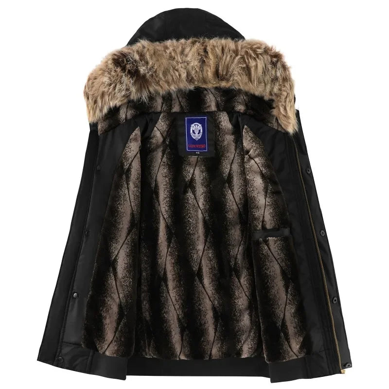 New Fashion Men Hooded Fur Collar Winter Down Jackets Male Outwear Casual Fleece Parkas Warm Coats Good Quality Men Jackets 3XL