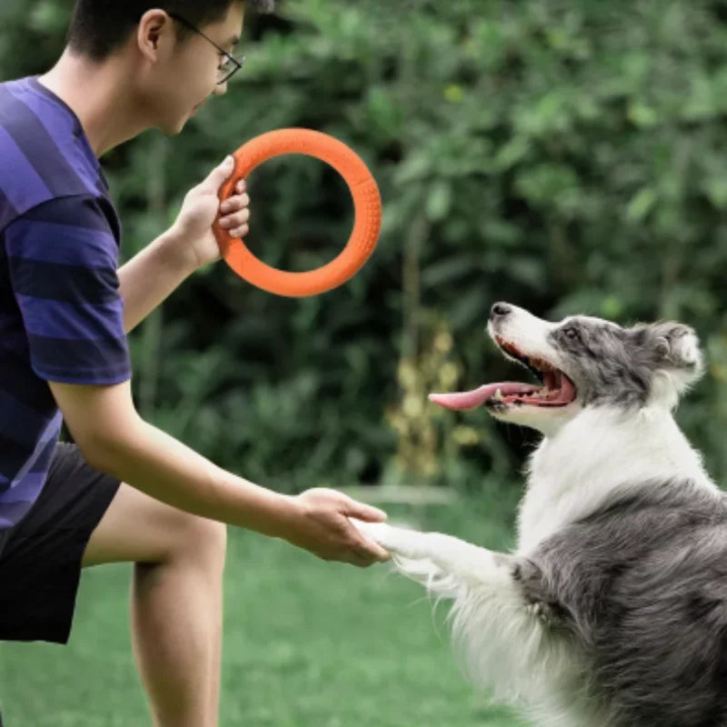 Waterproof Floating EVA Dog Training Flyer Interactive Tug Ring Chew-Resistant Flying Disc Multi-Functional Fitness Toy for Pets