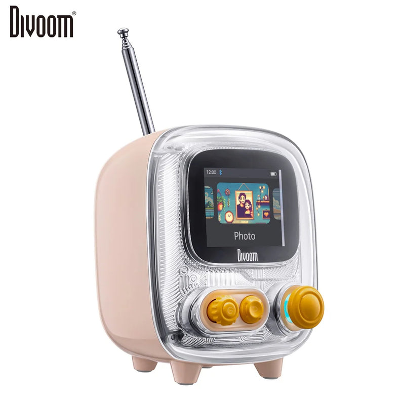 Divoom T-tiivoo-2 Mini small tv portable Radio FM with Adjustable Antenna Vintage Wireless 5.0 Bluetooth Speaker cute gift