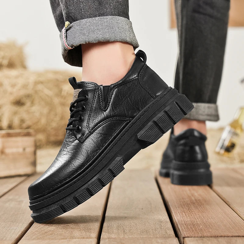 Men's casual shoes four seasons handwork comfort outdoor work shoes fashion Joker youth tide shoes business party leather shoes