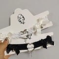 Sexy Lace Bow Garter Punk Hollow Heart Cross Choker Leg Ring Strap Women Elastic Garters Gothic Bondage Lingerie Cosplay Props