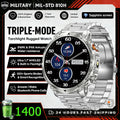 Hot New 1400mAh Big Battery Smart Watch Men Outdoor Flashlight IP68 Waterproof Bluetooth Call AMOLED Military Sports Smartwatch