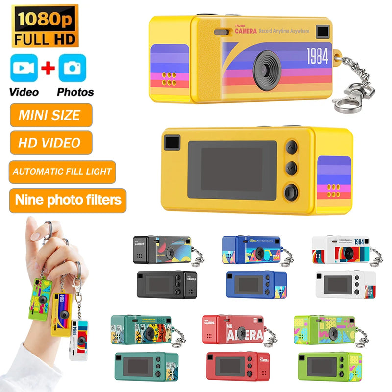 Digital Camera 0.96 Inch Mini Keychain Camera Retro Support Memory Card 1080P Very Small Camcorder Video Recorder with Flash