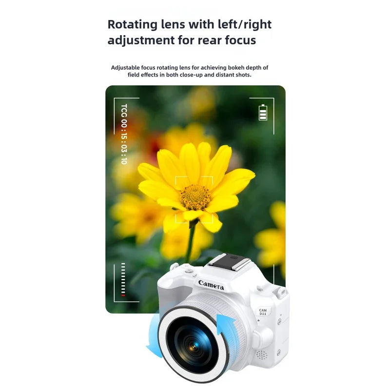Mini DSLR Digital Camera 2K Ultra High Definition 48 Megapixel with Dual Cameras, Beauty Fill Light Selfie Camera CCD Camera
