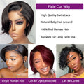 Straight Pixie Cut Wig Transparent Lace Front Human Hair Wig Short Bob Wigs 13x4 4x4 Pixie Wig Brazilian Remy Human Hair #1B Natural Color
