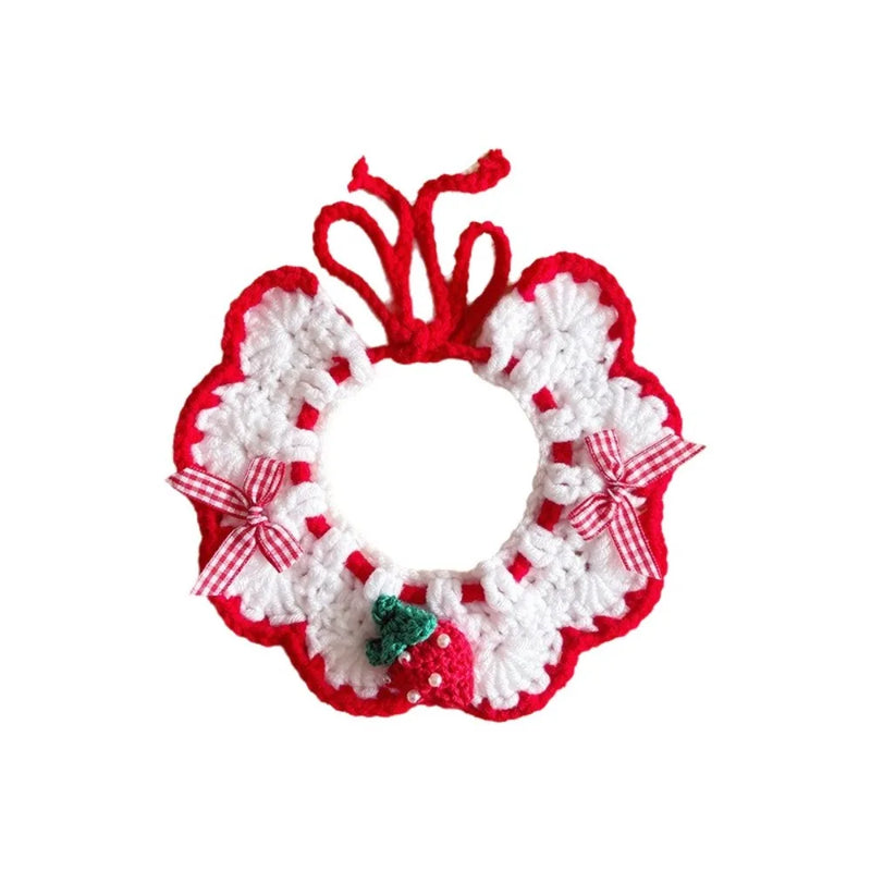 Stylish Adjustable Flower Pet Scarf Bib Sweet Decorative Knitted Cat Scarf Cozy Handmade Cat Woven Bib Spring Collection