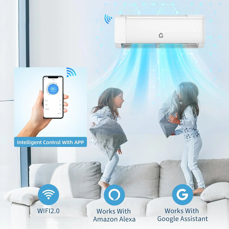 18000 BTU Mini Split Air Conditioner Heat Pump System, 21SEER2 230V Inverter Cools Up to 1250 Sq.Ft, Heat Pump Ductless, Custom