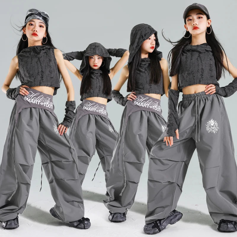 Korean Fashion Kids Hiphop Dance Clothes Set Hooded | SAMAG