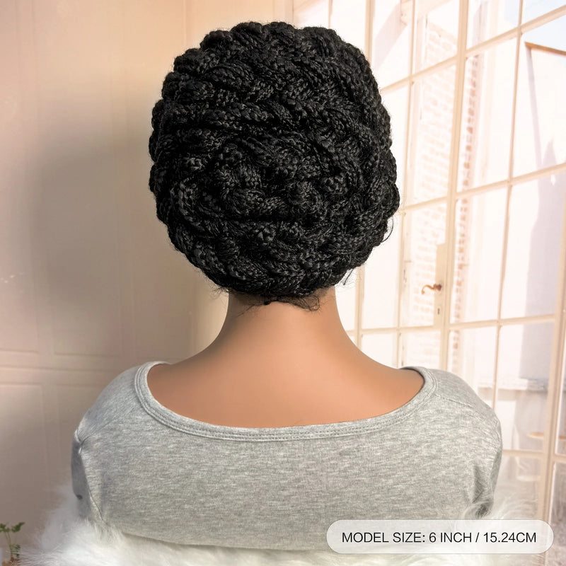 Short Full Lace Braiding Wig Synthetic Cornrow Knotless Box Braided Wigs Natural African Bantu Braids Wig for Black Women