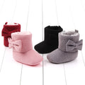 Baby Ankle-covered Boots Cute Bowknot Warm Lining Winter Infant First Walking Shoes for Baby Girls Soft Cotton Sole Baby Likes