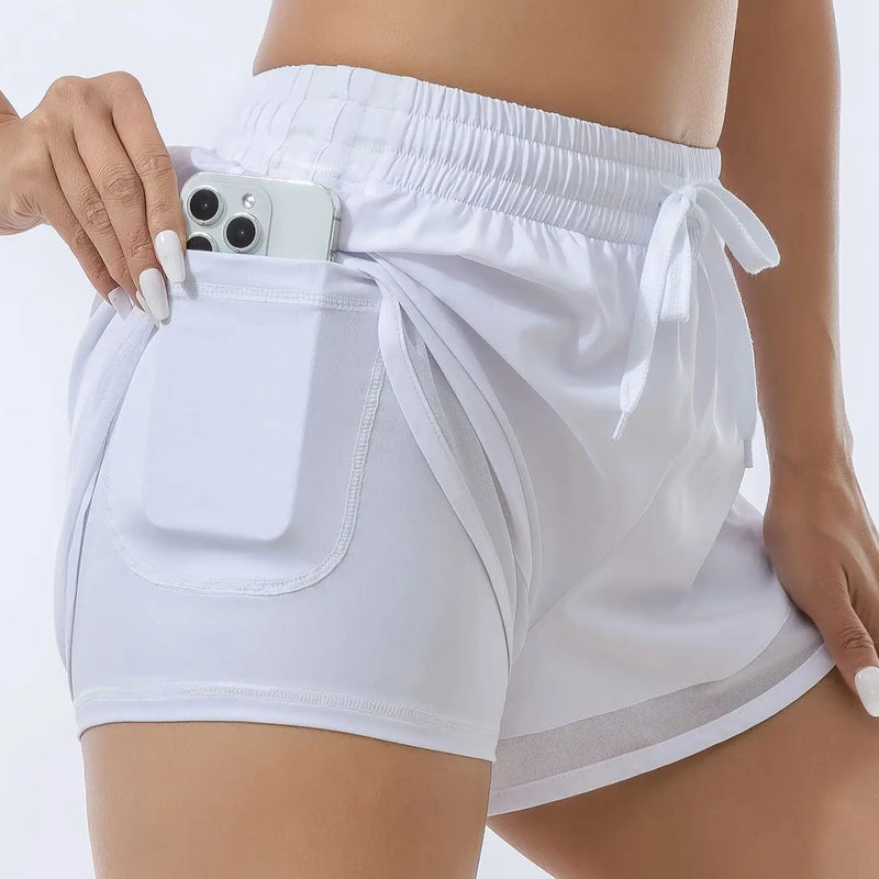 Running Shorts Quick-Dry Breathable Loose-Fitting Two-Layer Yoga Fitness Walk-Off Marathon Running Pants Summer Lining