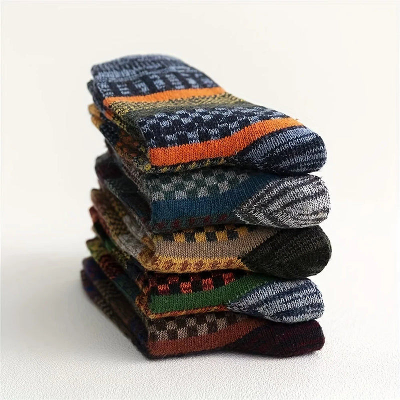 5pairs Unisex Ethnic Style Vintage Thick Wool Warm Crew | SAMAG