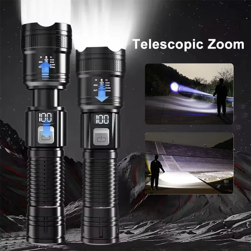 Powerful Rechargeable LED Flashlights High Power Tactical Flashlight Telescopic Zoom Torch Lamp Self Defense Camping Lantern