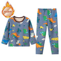 2-piece Autumn And Winter Children's Plush Thick Warm Home Underwear Set For Boys And Girls Fun And Cute Tops Comfortable Pants