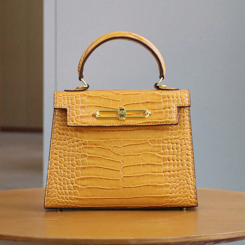 2026 high-end fashion retro crocodile leather women's bag multi-functional handbag for OL businesswoman Boston bag