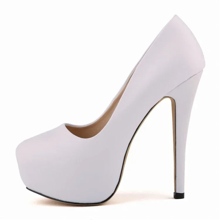 2026 Women Pumps Sexy Round Toes High Heels Fashion Super 14cm Platform Casual Thin Womens Party Red Wedding Shoes Large Size
