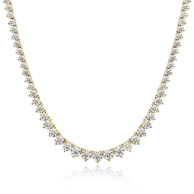 KNOBSPIN 3 Claw D VVS1 Moissanite Tennis Necklace s925 Sterling Silver 18k White Gold GRA Certified - Visuel 9 | SAMAG