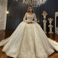Luxury Sparkly Ball Gown Wedding Dress Long Sleeves | SAMAG