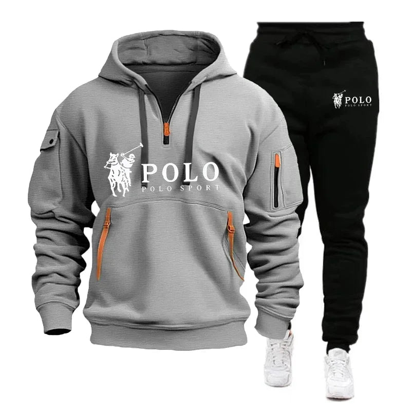 Autumn and Winter Men's casual set, a fashionable outdoor hiking windproof and warm hoodie and pants 2 - View 7 | SAMAG