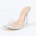 New Style Fashion Transparent Sandals Woman Ankle Buckle Strap Thin Heels Party Prom Open Toe Square Head Shoes Zapatos Mujer