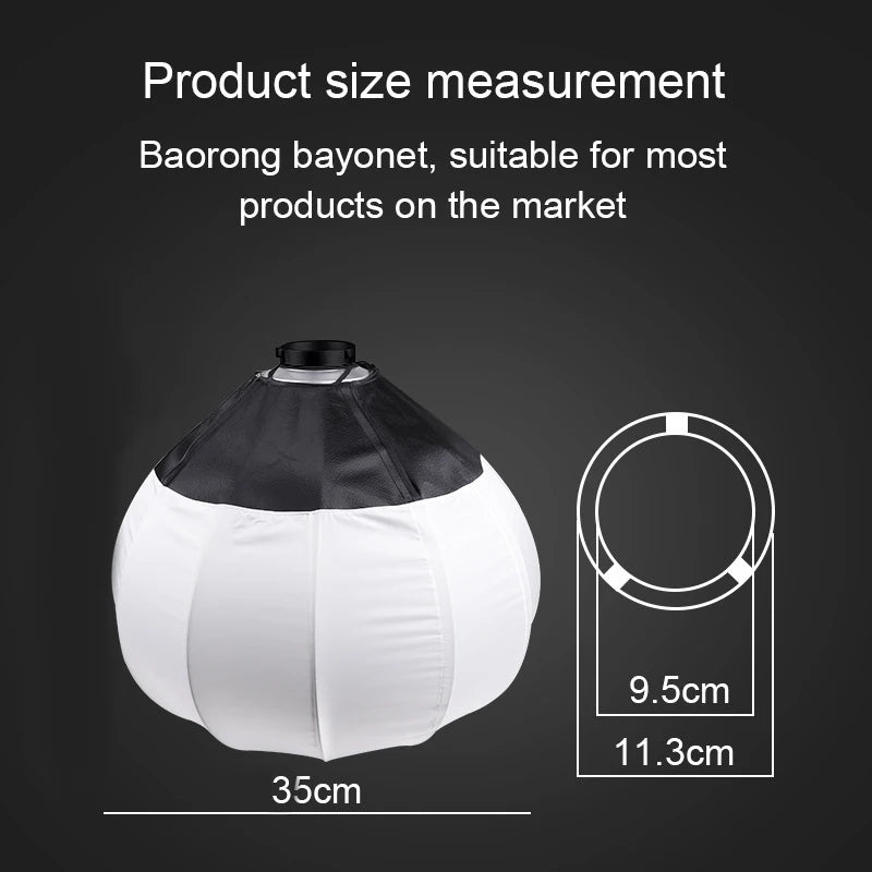 Bowens Mount Softbox Ball Sphere Diffuser for Studio Flash Monolight Continuous Lighting Photo Video Live Streaming Accessories