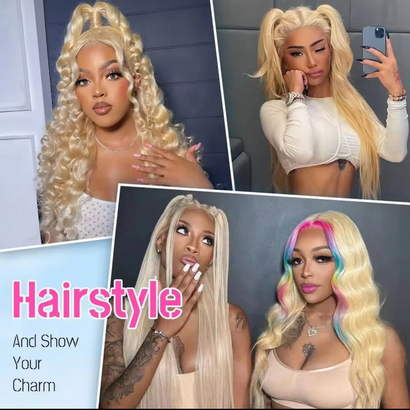 613 Honey Blonde Color Loose Deep Wave 13X4X1 HD Full Lace Frontal Wigs Prepluck With Bleached Knots Baby Hair Cosplay Wedding