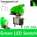 Auto Car Boat Truck Illuminated Led Toggle Switch ON OFF With Safety Aircraft Flip Up Cover Guard 12V20A Transparent