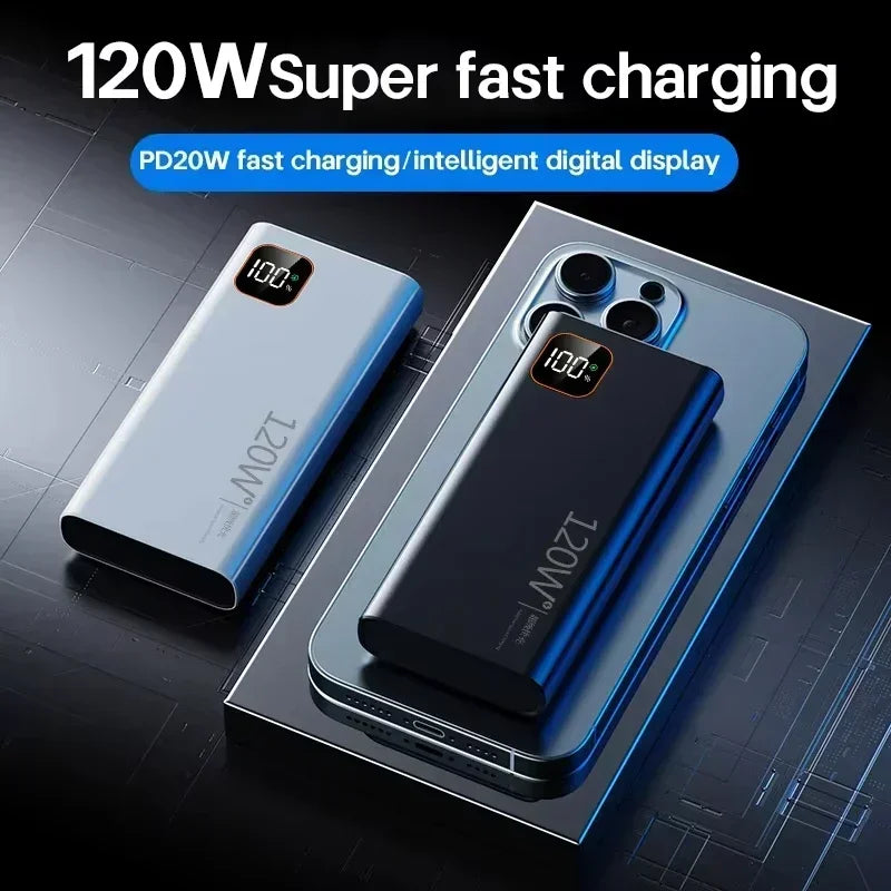 Lenovo Huge Capacity 500000mAh Portable Power Bank 120W Super Fast Charging External Battery Charger For Xiaomi iPhone Samsung