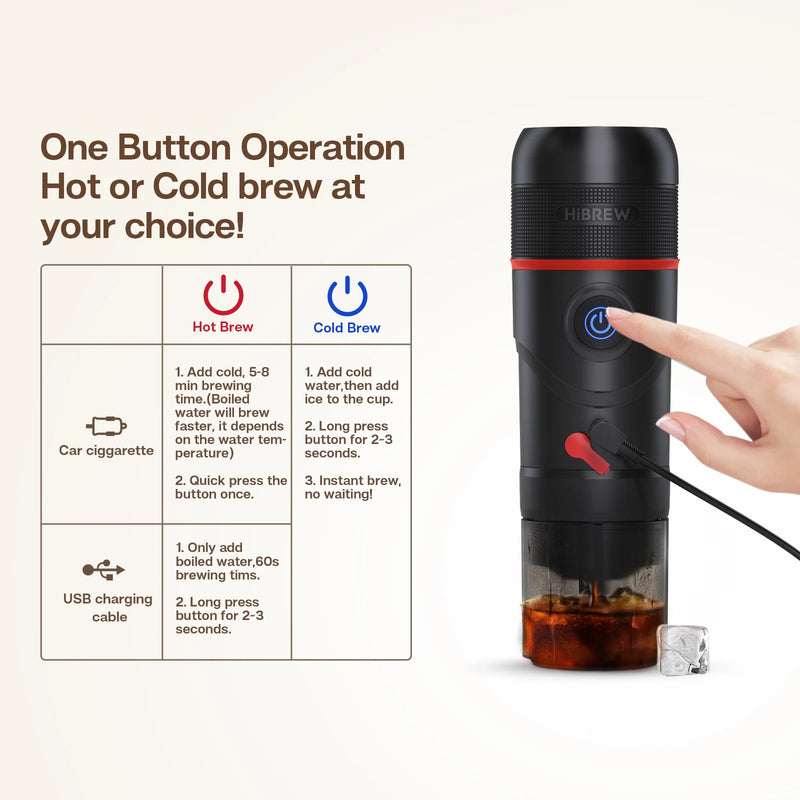 HiBREW Portable Coffee Machine for Car & Home,DC12V  Expresso Coffee Maker Fit Nexpresso Dolce  Pod Capsule  Coffee Powder H4